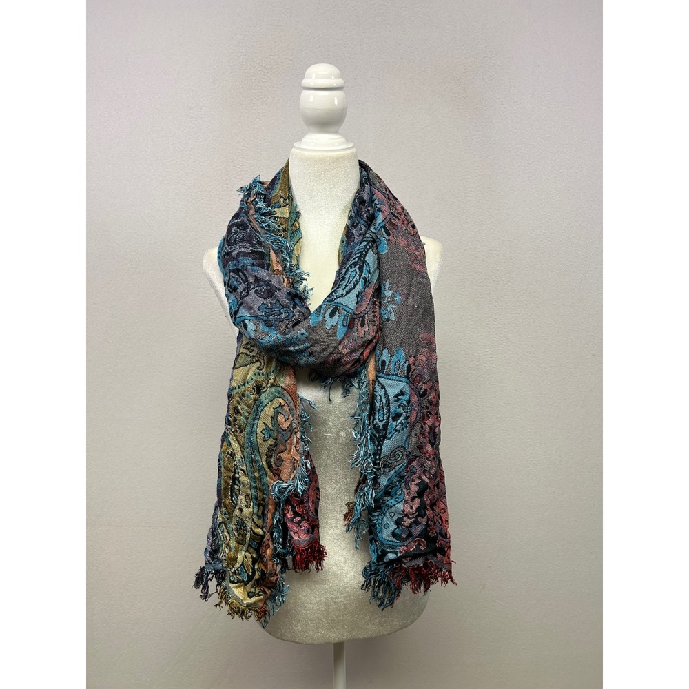Boho Paisley Collection XVIII Womens OS Multicolor Viscose Fringe Shawl Scarf